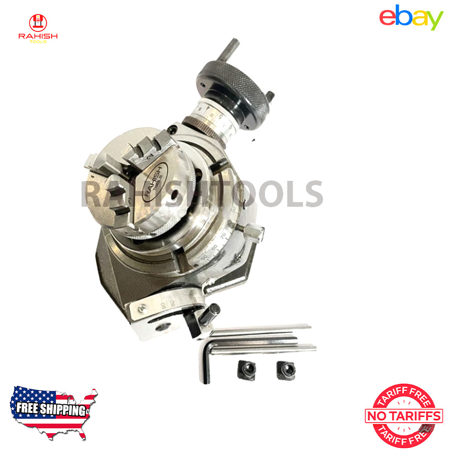 Tilting Rotary Table 4" 100mm with 65 mm 3 jaw Self Centering Chuck & Back Plate