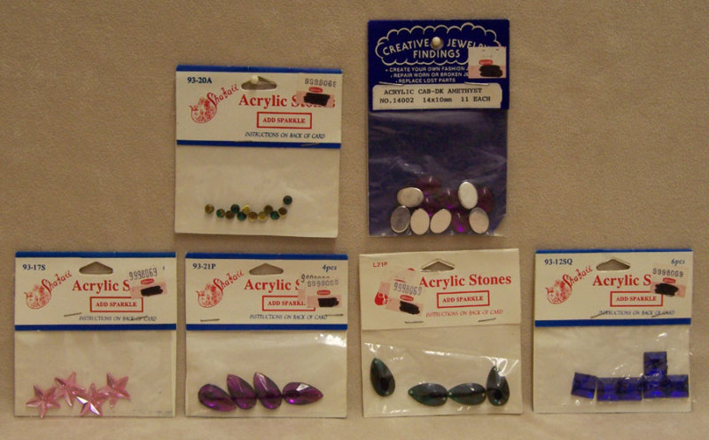 LOT OF 6 DIFFERENT PACKS OF ACRYLIC STONES BEADS COLORFUL CRAFT ITEMS