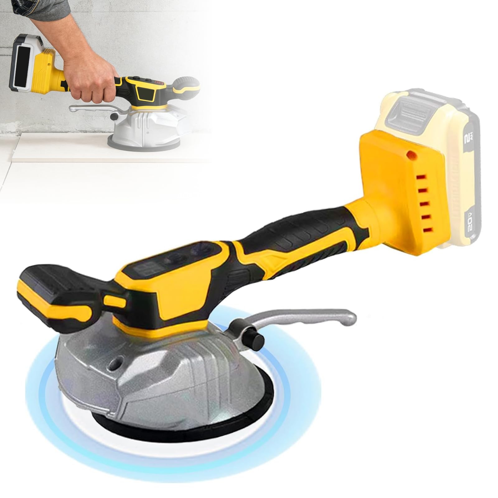 Cordless Tile Vibrator, 12 Speeds, 110LBS Suction, 4.92in Suction Cup, Compat...