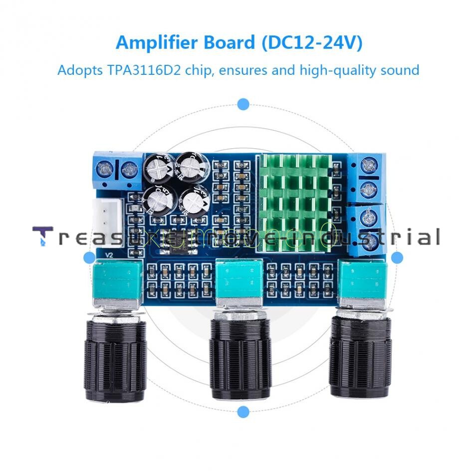 DC 12V~24V 2x80W TPA3116D2 Dual-Channel Stereo Digital Power Amplifier AMP Board