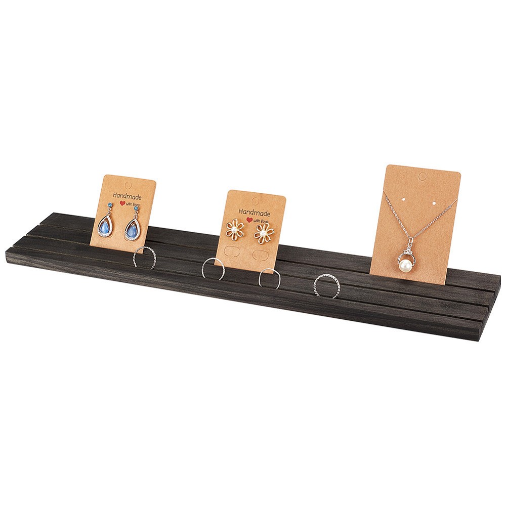 1pc 3-Slot Rectangle Wood Earring Display Card Stands for Earring Organizer