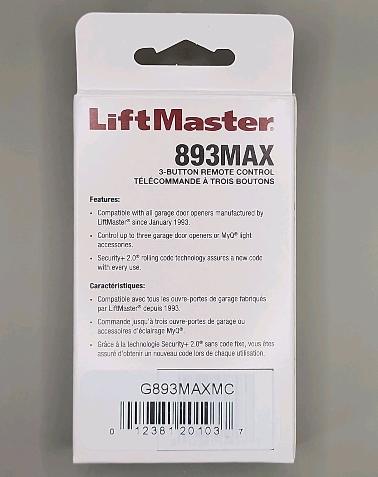 LiftMaster 893MAX 3 Button Visor Remote Control Garage Door Opener