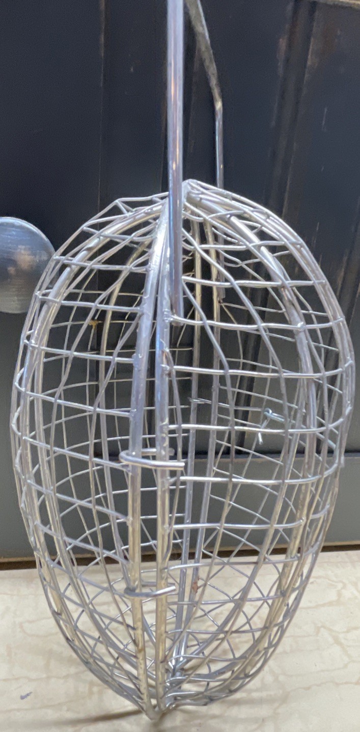 Vintage Wire Egg Shaped Hanging Cage Opens & Latches 7” X 4”