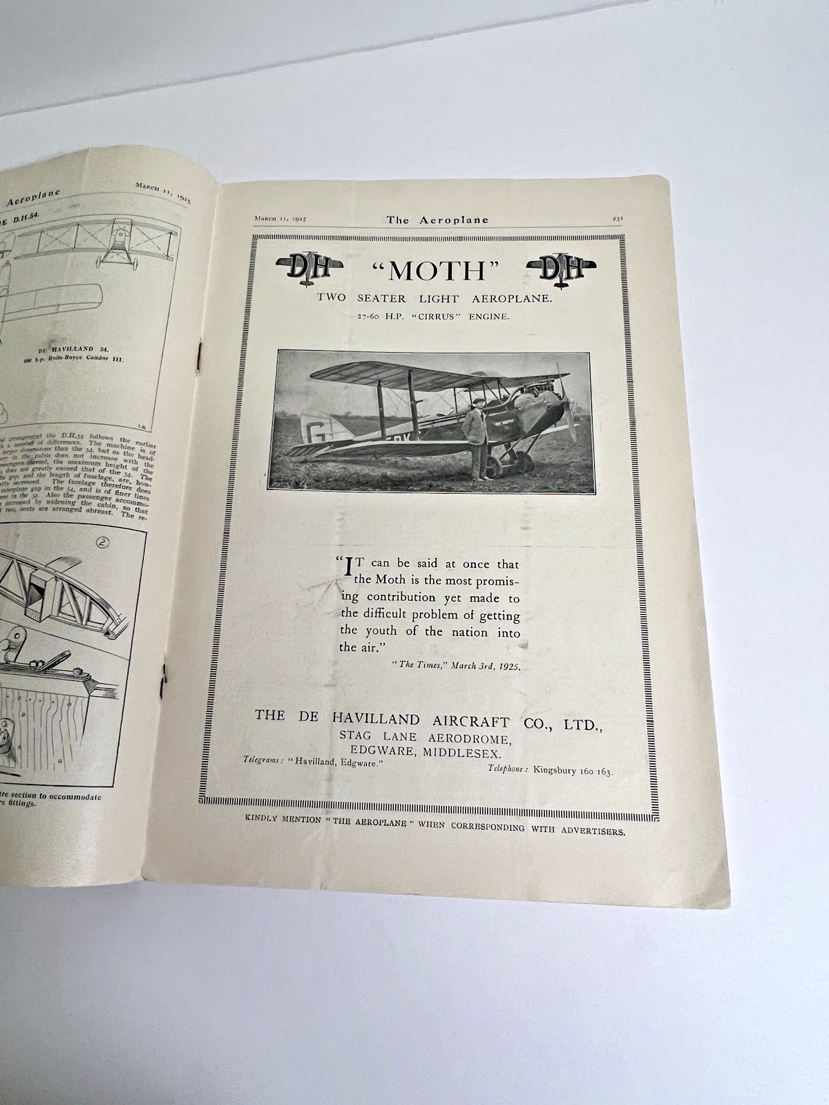 1925 British The Aero Plane Magazine Great Articles & Advertisements