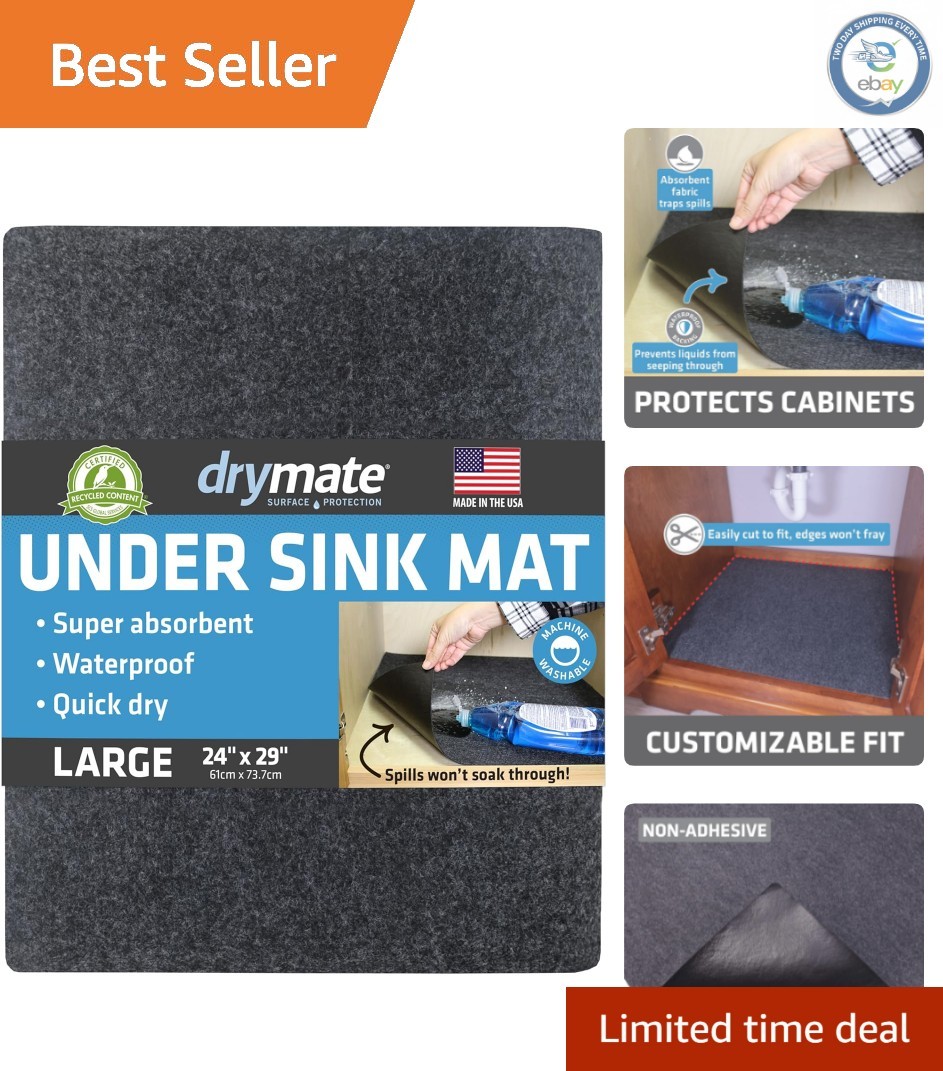 Charcoal Under Sink Mat, 24" x 29" - Waterproof & Stain Resistant Design