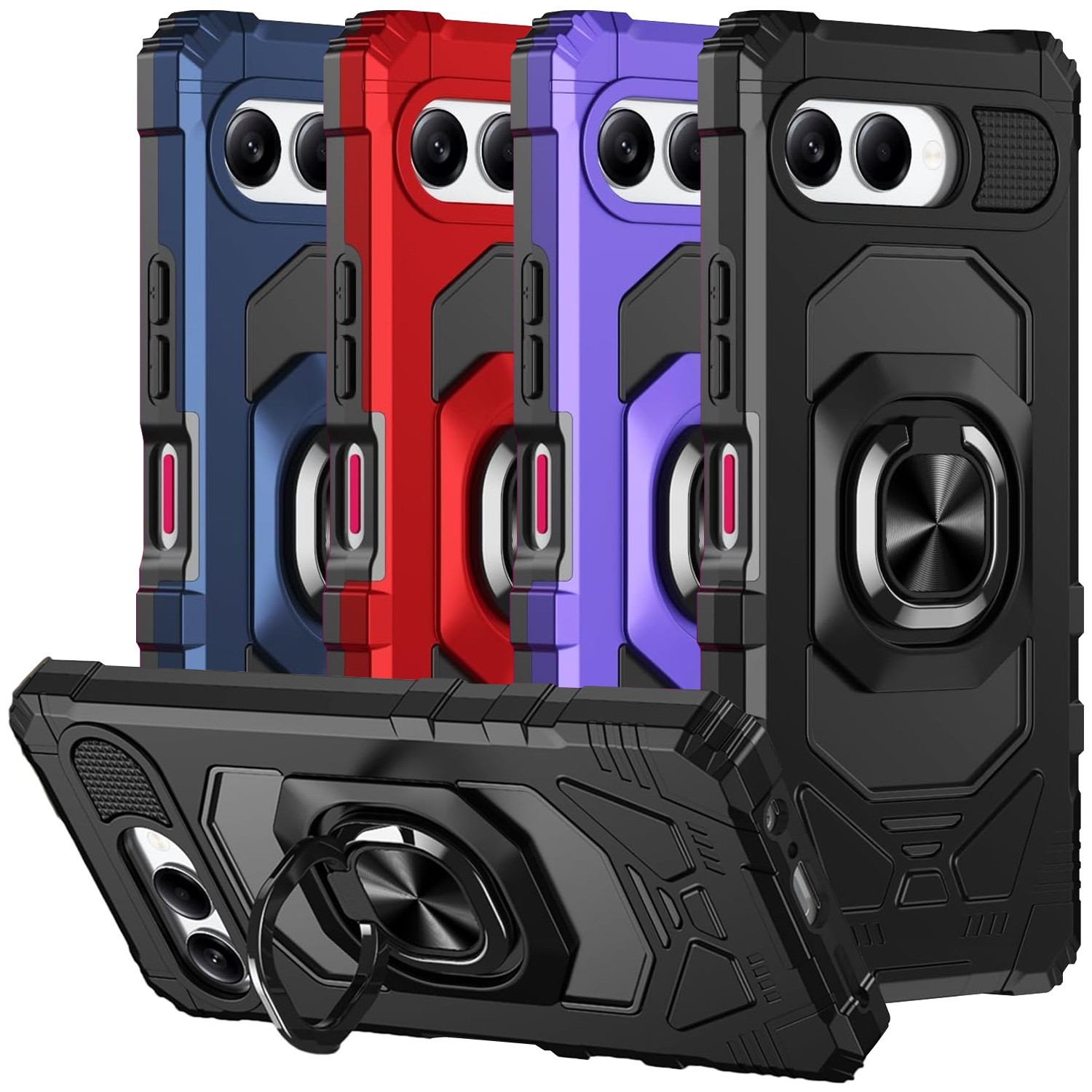 For T-Mobile Revvl 8 Phone Case Metal Ring Magnetic Support Kickstand Cover