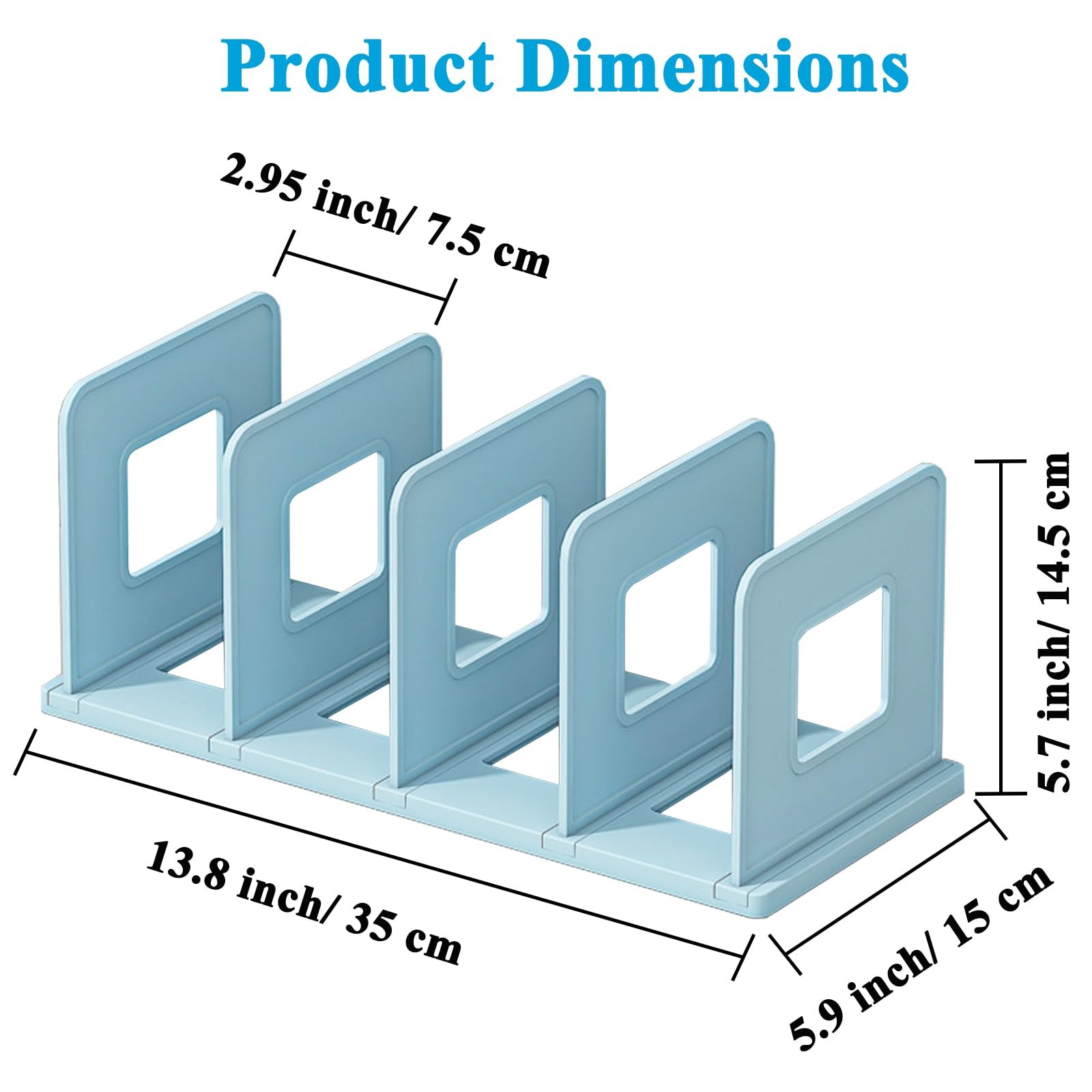 Blue Vertical Desk File Sorter 4 Section Plastic Folder Magazine Bookshelf