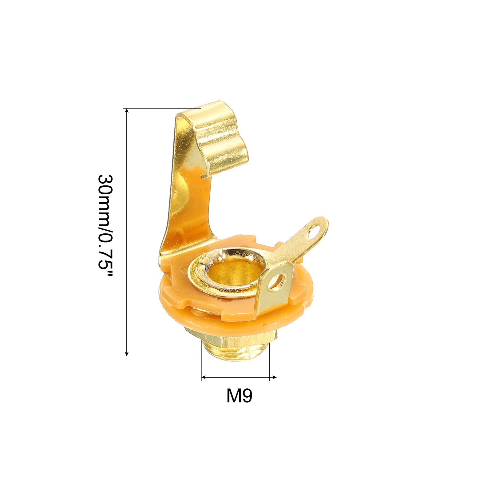 Guitar Input Jack 1/4" Stereo Jack Mono Panel Mount Socket Gold 1Pcs