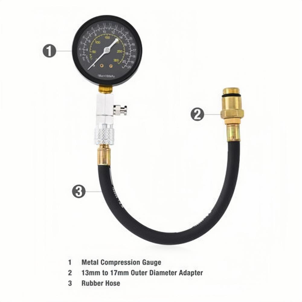 ENGINE COMPRESSION TESTER TESTING GAUGE GAGE CHECK TEST TOOL KIT