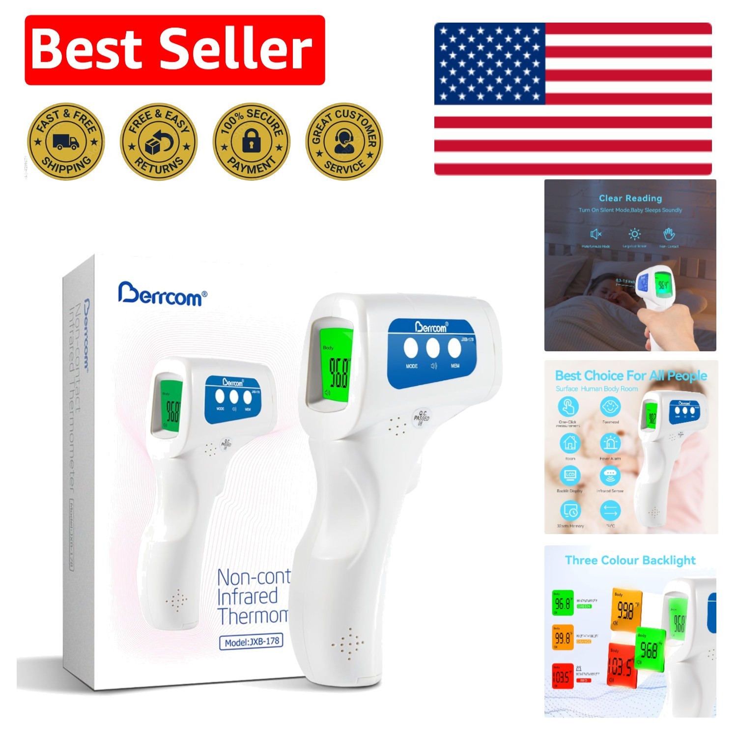 Fast Response 3-in-1 Digital Thermometer with Alarm - All-in-One Health Tool