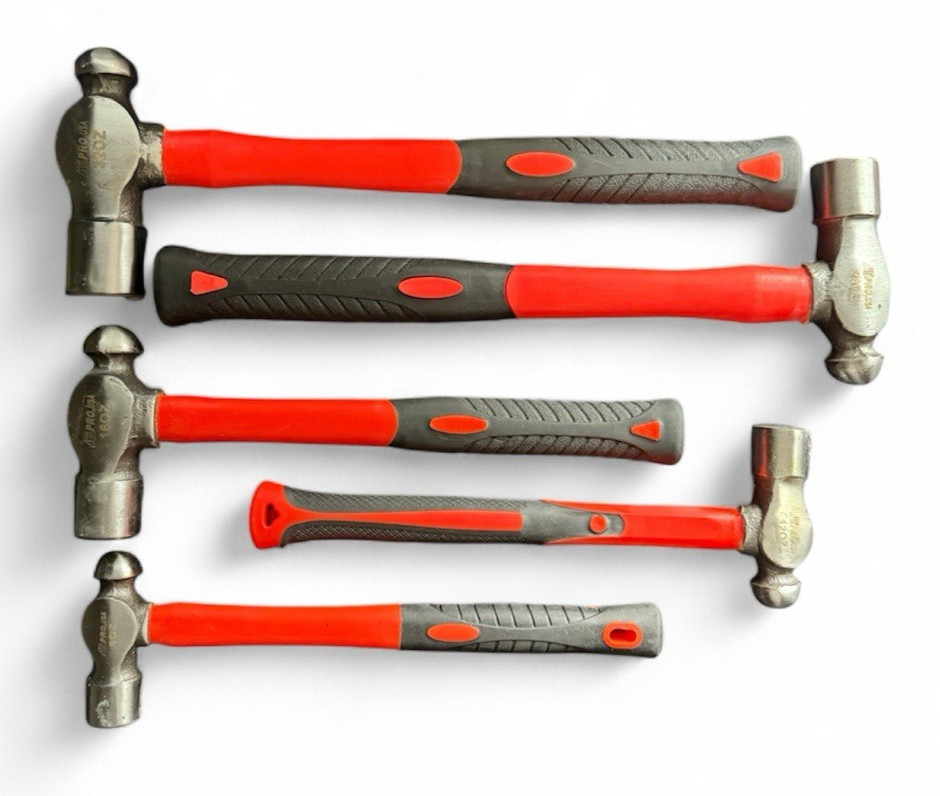 5pc ATE PRO Ball Pein Hammer Set 8oz to 32oz Rubber Coated Fiberglass Handle