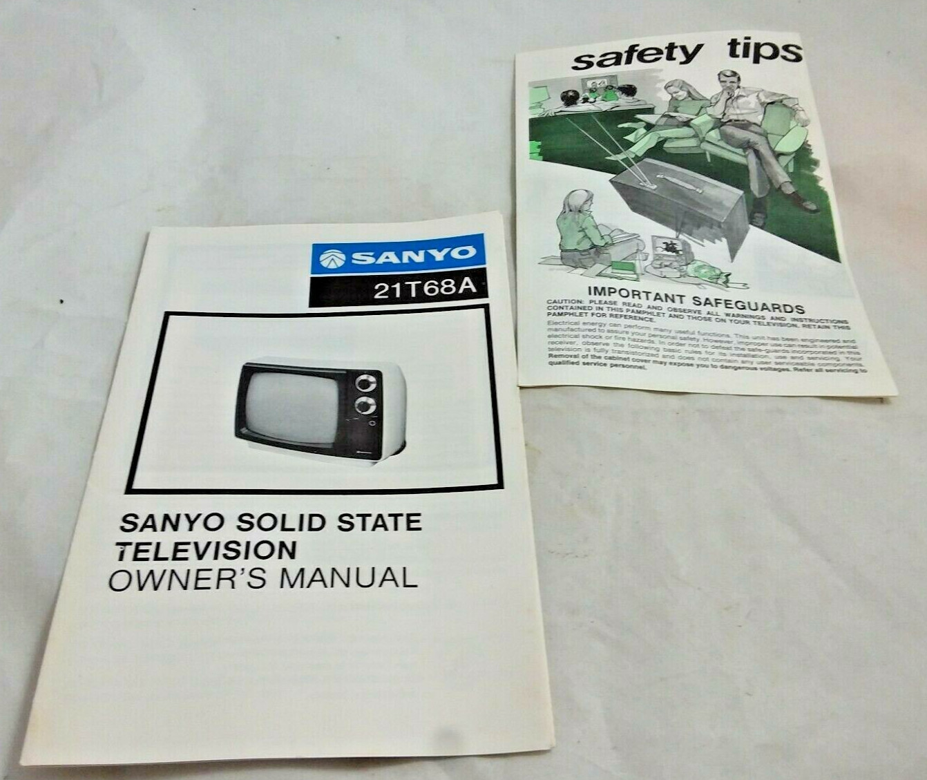 Sanyo Solid State Television Owner's Manual Vintage Safety Tips Sanyo 21T68A