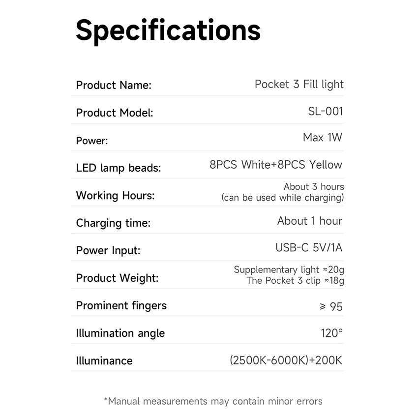 Camera Shooting Fill Light SL-001 for DJI Pocket 3