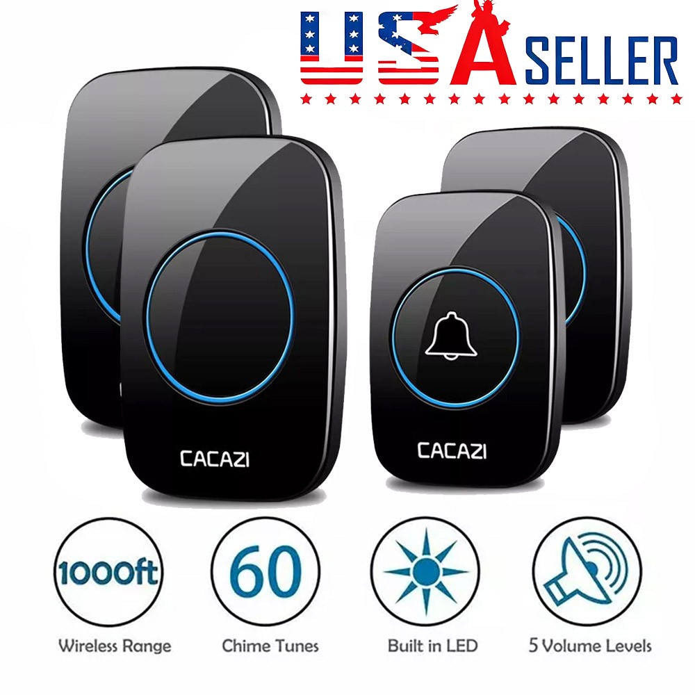 Wireless Door Bell Chime Battery Operated Cordless Waterproof 300M 60 Melodies