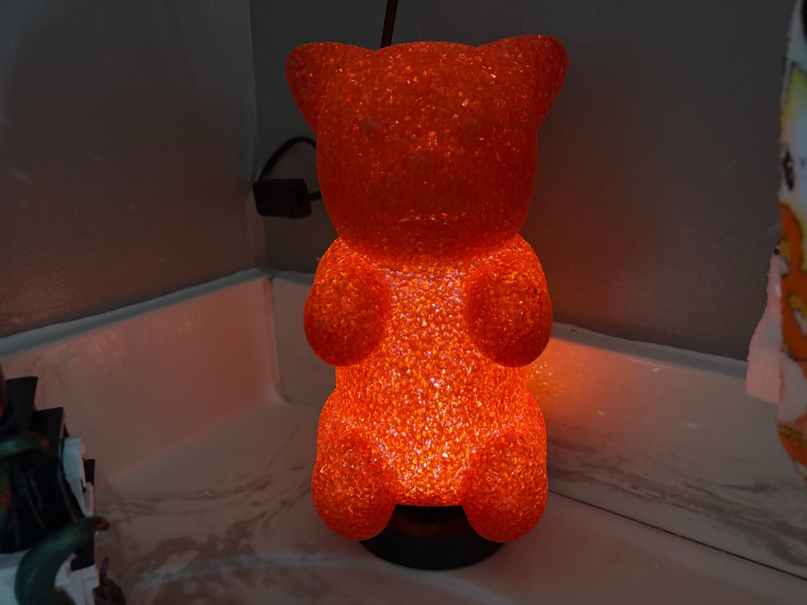 Gummy Bear 10.5" Lucite Silicone Night Light Novelty Lamp Red Squishy
