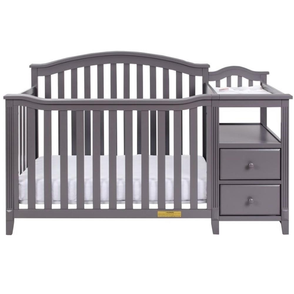 Pemberly Row 4-in-1 Convertible Crib w/ Toddler Guardrail Gray