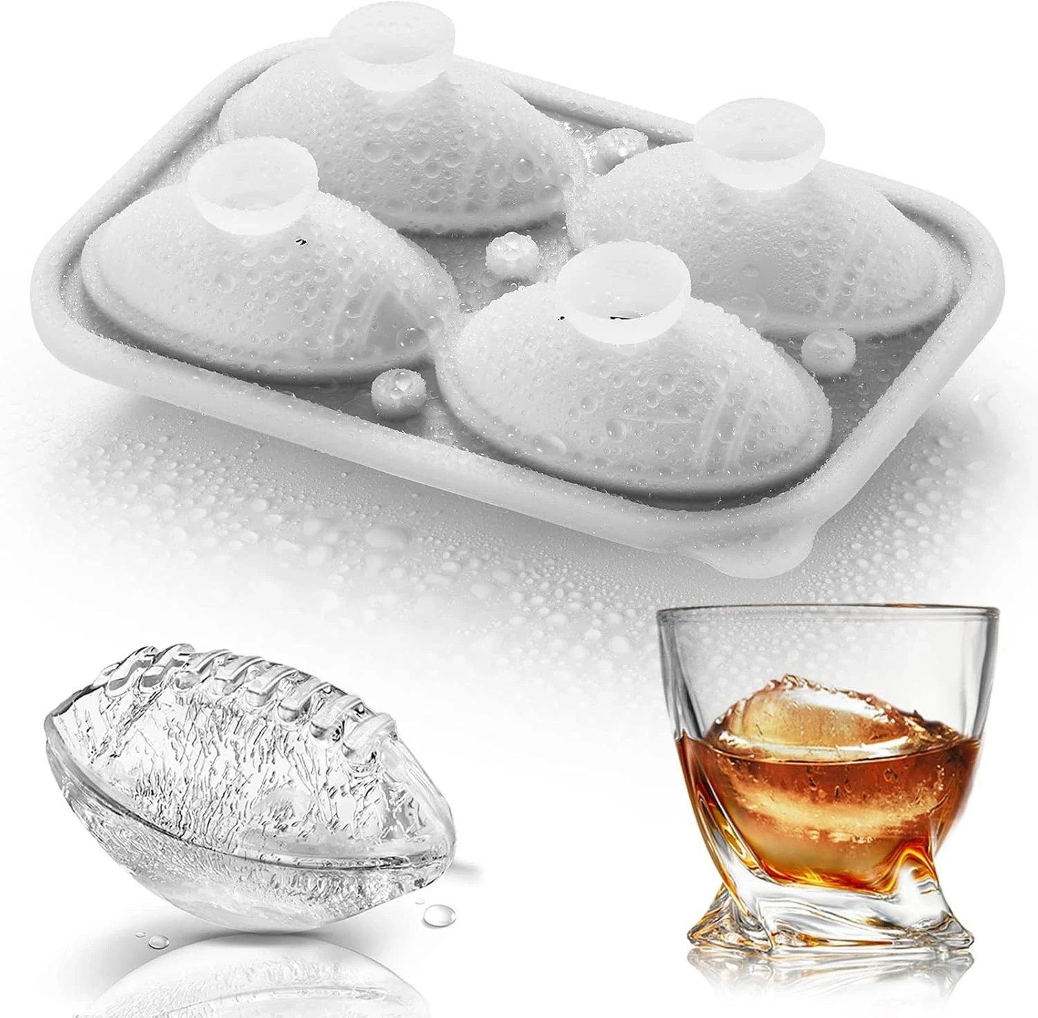 Silicone Football Ice Cube Mold Fun Shapes, Novelty Football Gifts, 2.2" Large C