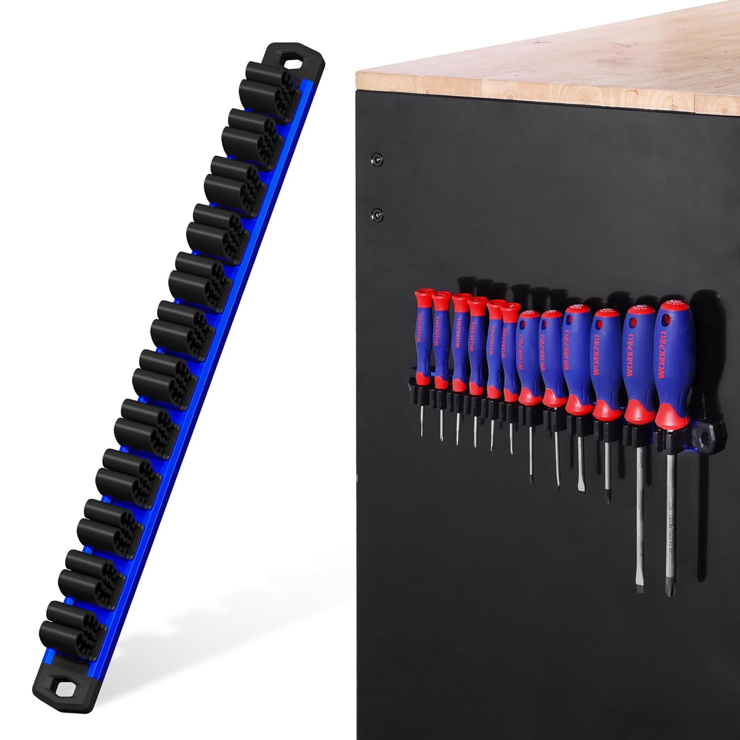 Magnetic Tool Organizer Rack Heavy Duty Wrench Screwdriver Holder Garage Rail