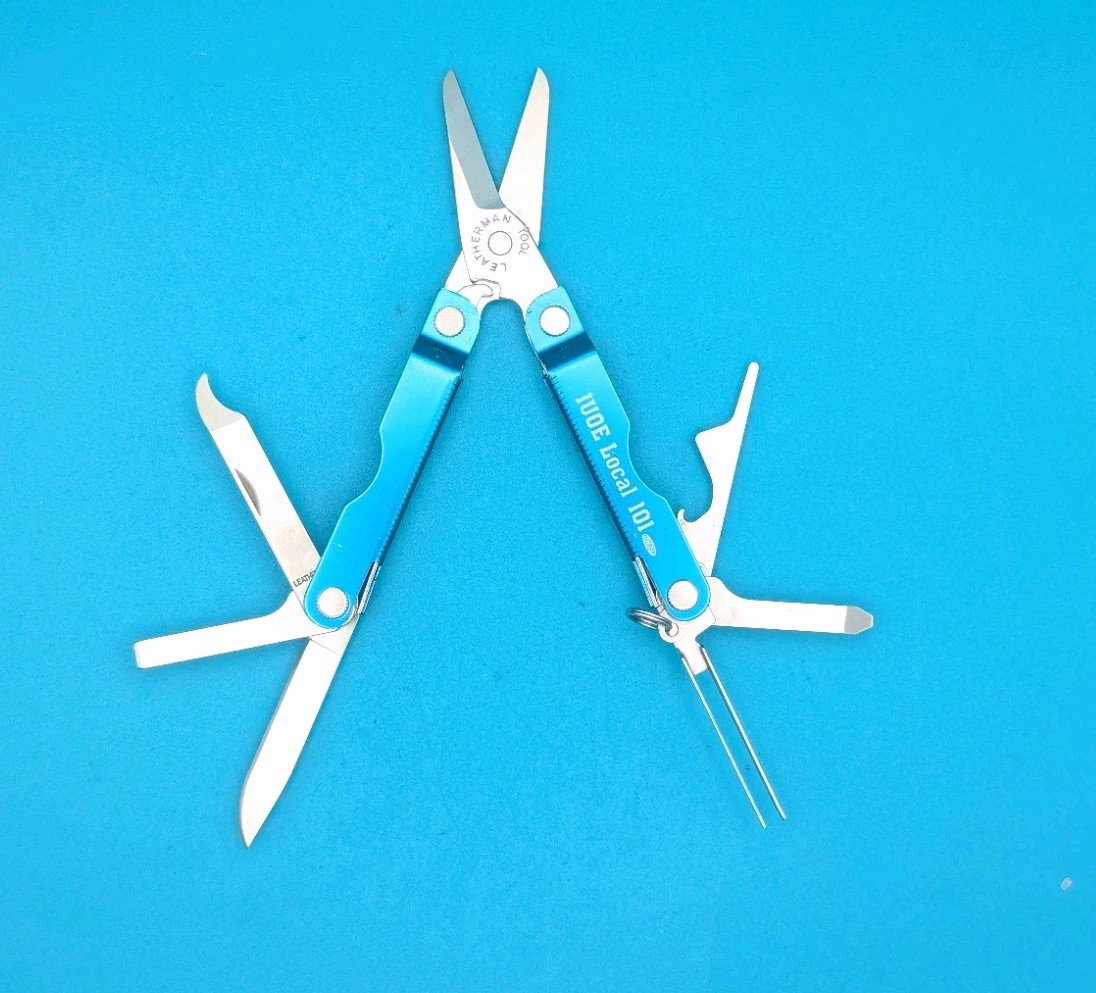 Leatherman Micra Multi-Tool, Knife, Scissors, Key Ring, Blue! *IUOE LOCAL 101*