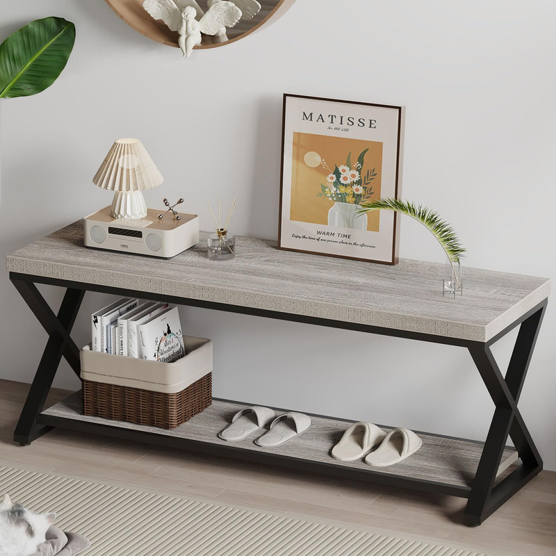 Ibf Industrial Wood Entryway Bench Indoor Farmhouse Hallway Accent Entry Bench
