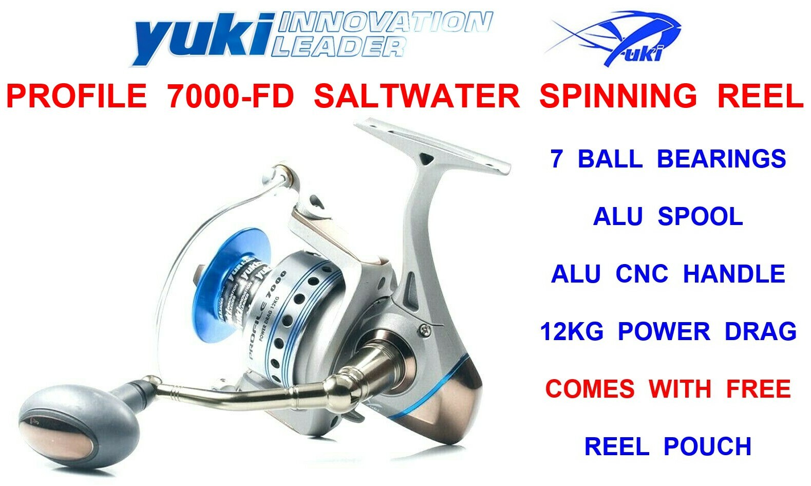 YUKI PROFILE 7000-FD SALTWATER SPINNING REEL GAME COARSE SEA FISHING BASS PIKE