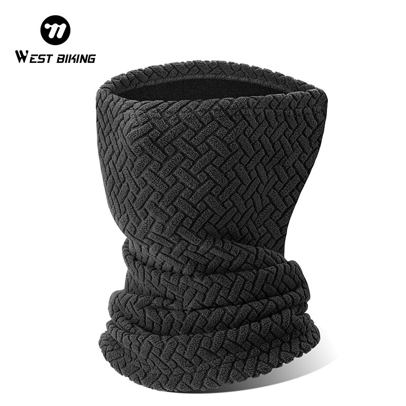 WEST BIKING Winter Fleece Elastic Velvet Face Mask Cycling Scarf Bandana Black