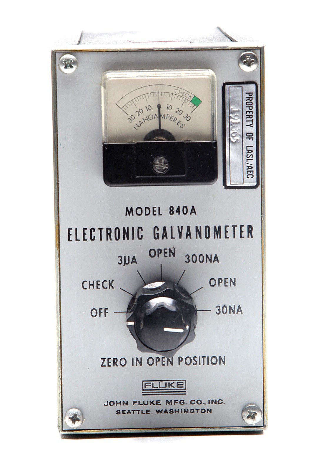 Vintage RARE FLUKE Electronic Galvanometer Model 840A Seattle WA.