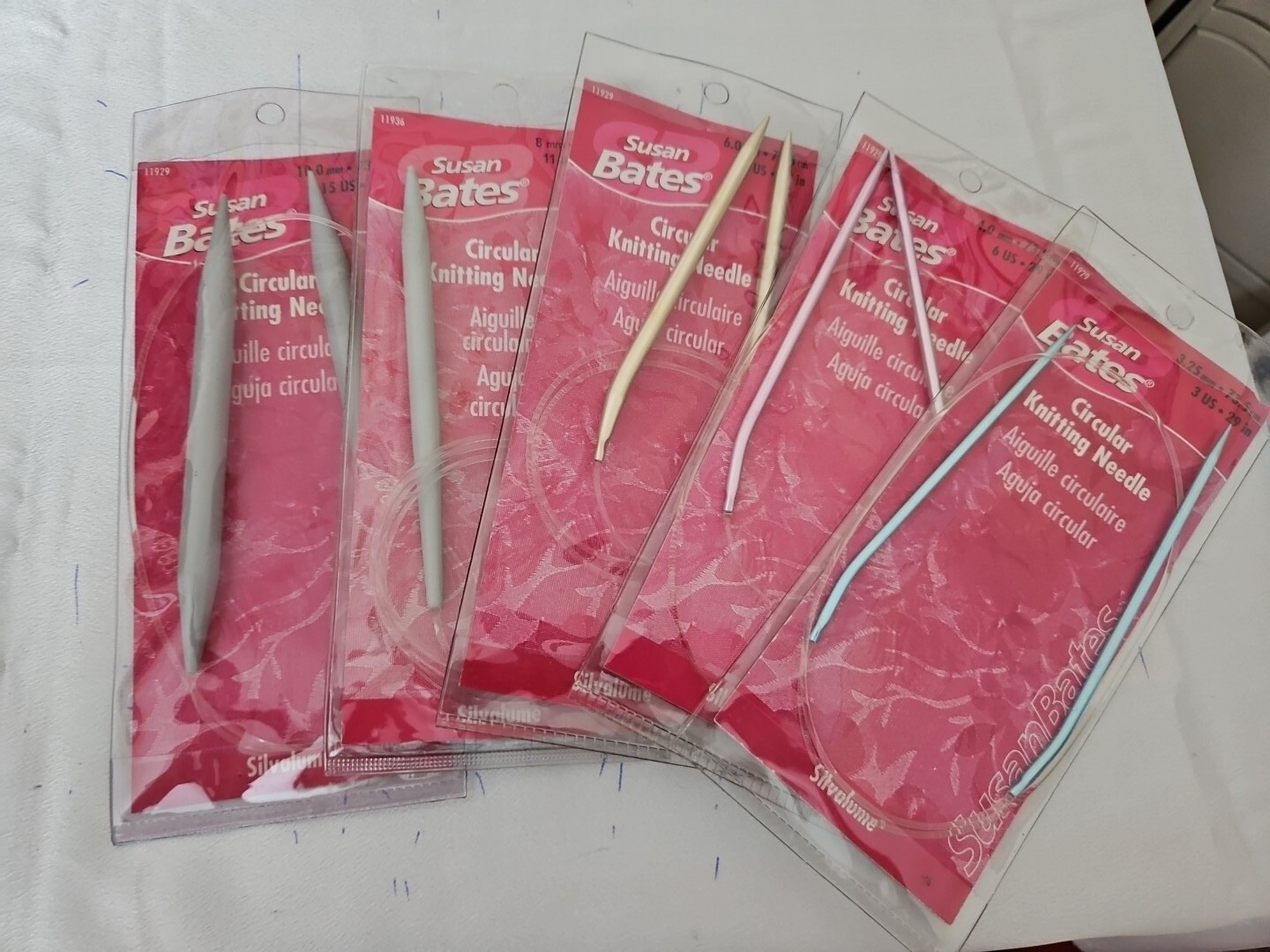 LOT of 5 Susan Bates Circular Knitting Needles Sz 15, Sz 11, Sz 10, Sz 6, & Sz 3