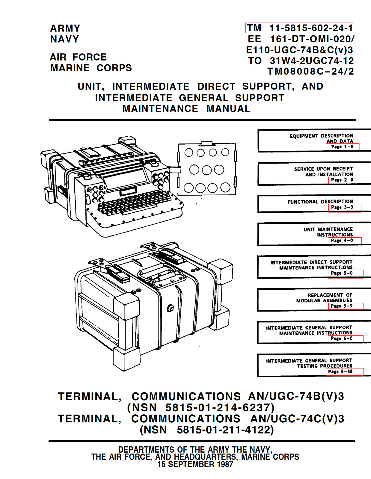 409 Page TM 11-5815-602-24-1 TERMINAL COMMUNICATIONS AN/UGC-74C(V)3 Manual on CD