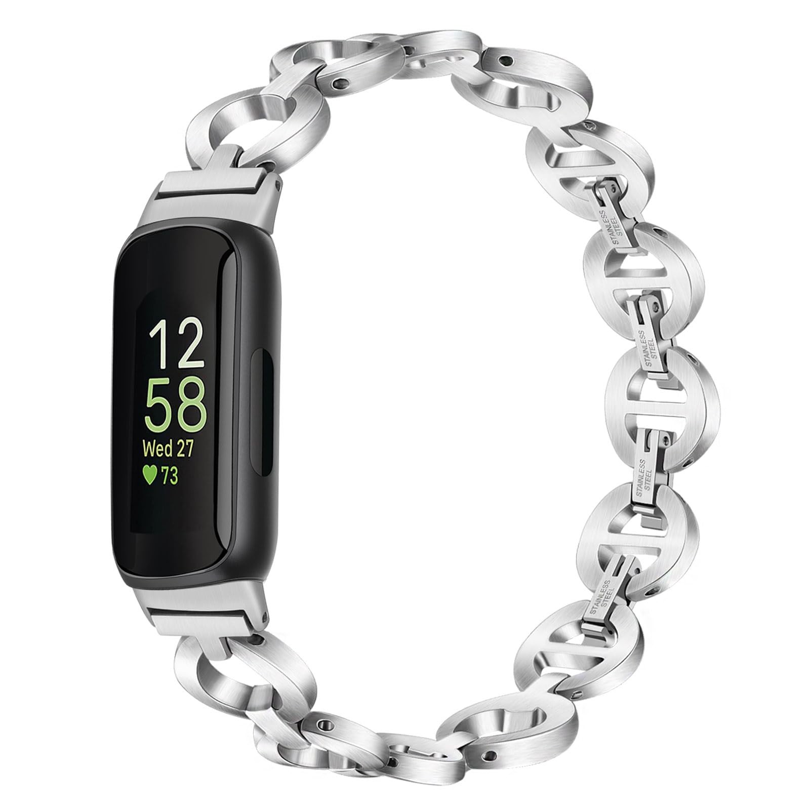 Women Band for Fitbit Inspire 3 / Inspire 2 HR Dressy Jewelry Stainless Steel...