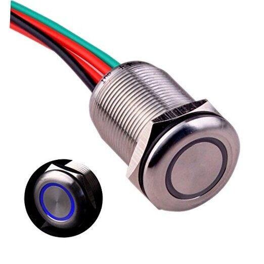 Touch Switch UT19W1 Switch DC 6V to 24V Blue LED Suitable for 19mm Momentary