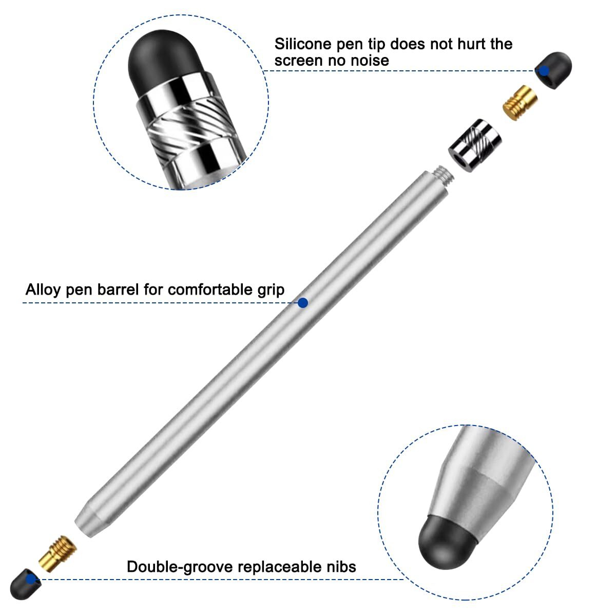 2PCS Stylus Pen Touch Screen Rubber Tip Styluses For iPad Tablet Android Phone