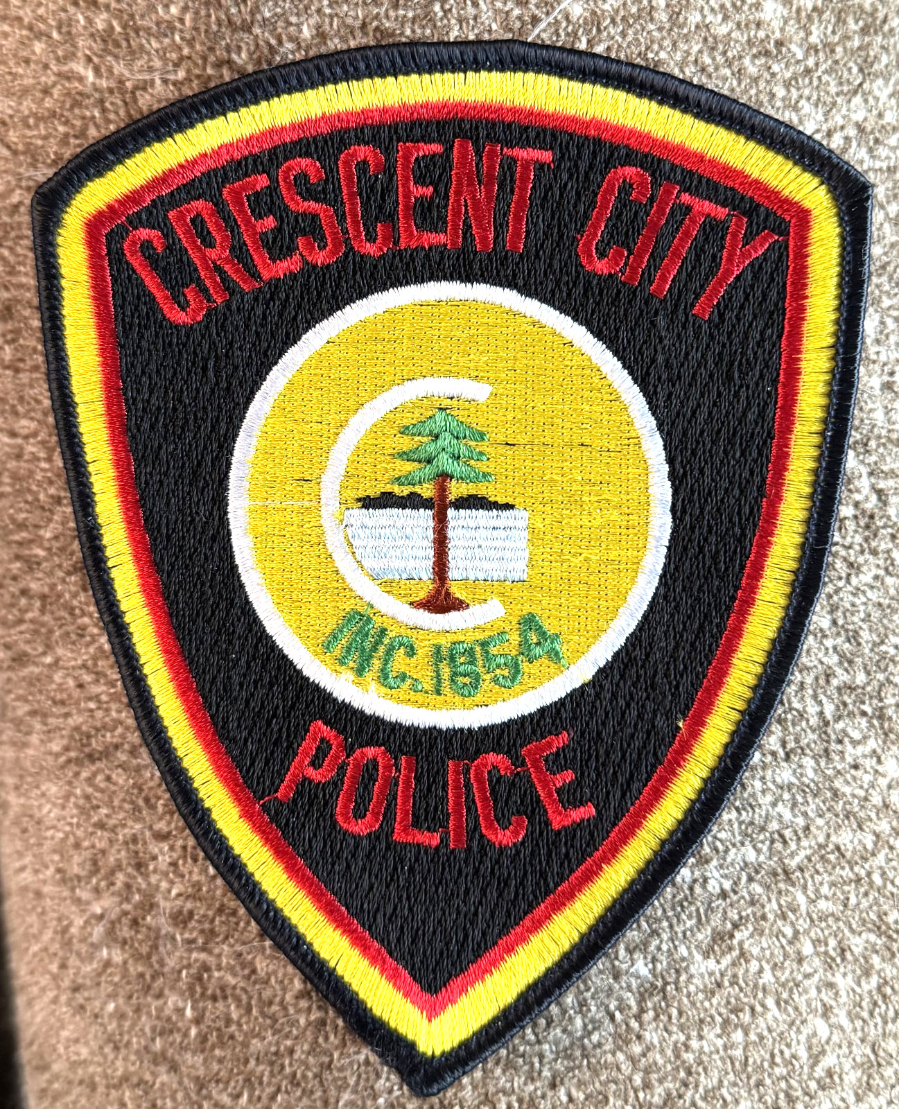 Vintage Crescent City California CA Police Shoulder Patch  Unsewn Obsolete