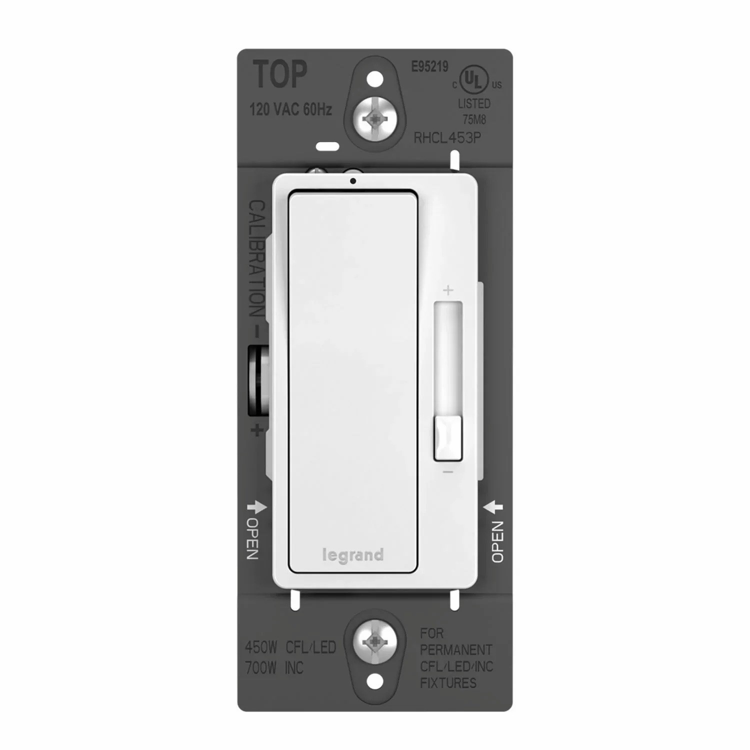Legrand RHCL453PW Radiant Paddle Dimmer Switch (White) 450W LED/CFL 700W Incand