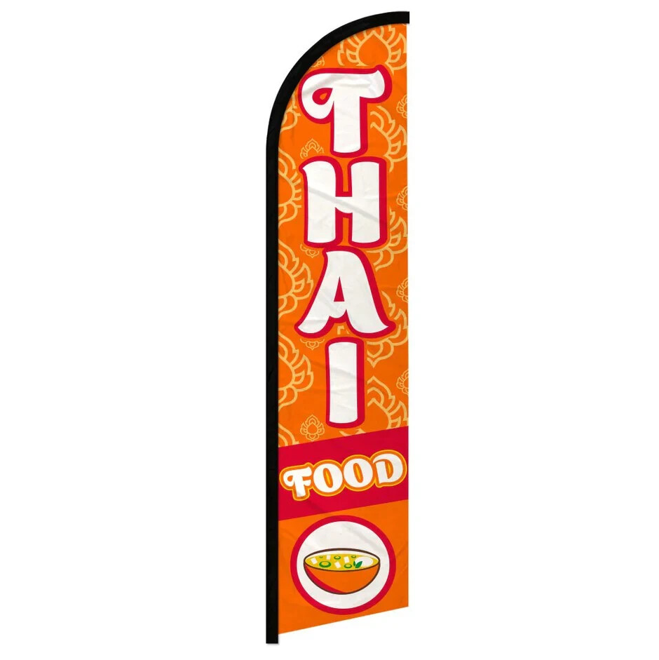 Thai Food Windless Full Sleeve Feather Advertising Restaurant Food Banner Flag