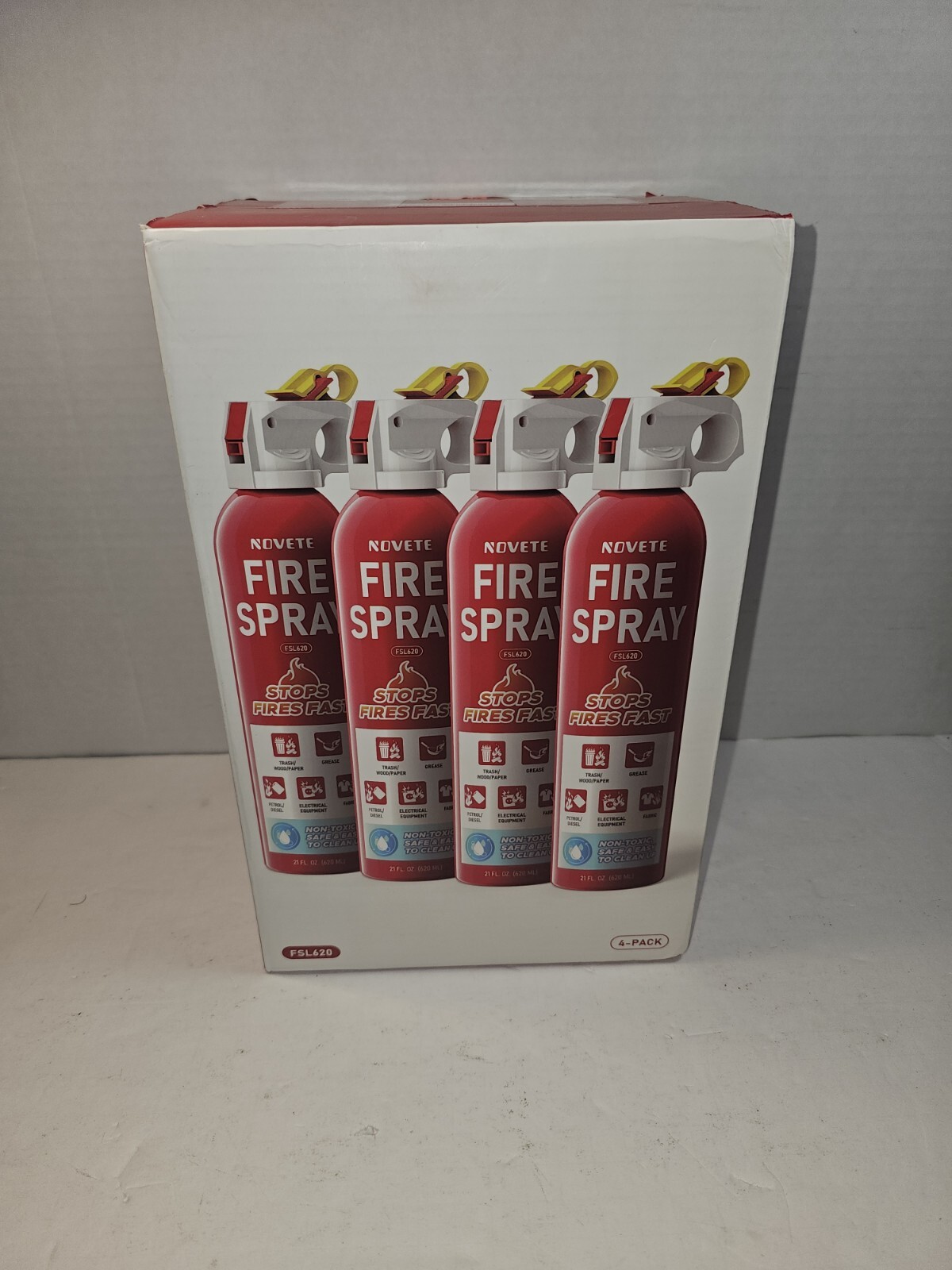 Novete Fire Spray 4-Pack FSL620 21 fl oz. STOPS FIRES FAST X4