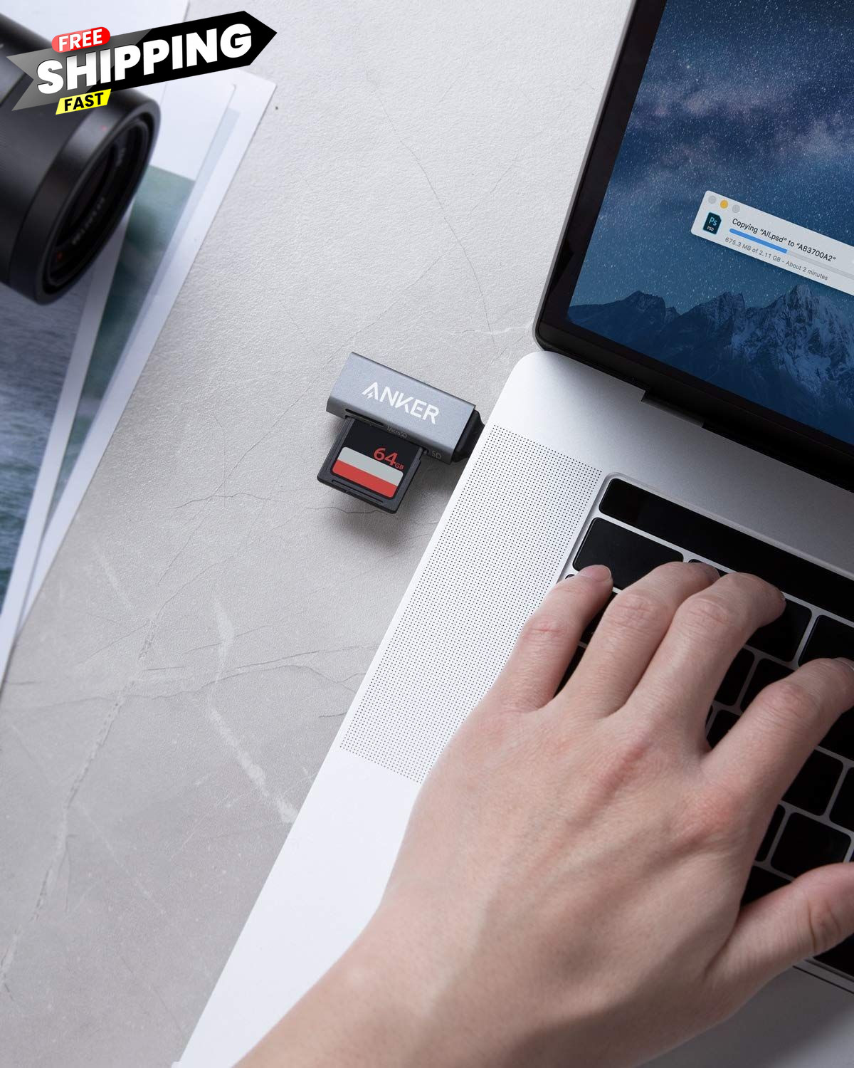 Anker SD Card Reader, 2-in-1 USB C Memory Reader C Grey
