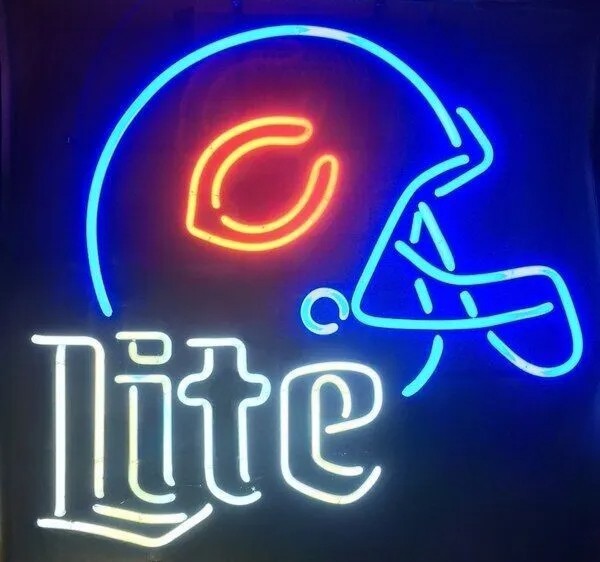 US STOCK Miller Lite Beer Chicago Bears Helmet 17"x14" Neon Sign Lamp Light Bar