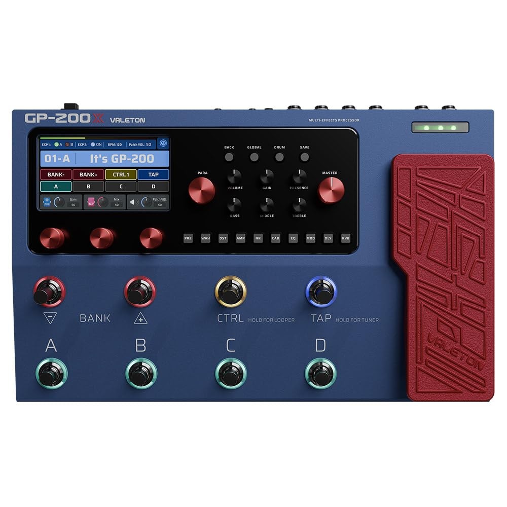 Valeton GP-200X Multi-Effects Guitar & Bass Processor Pedal with Amp azul