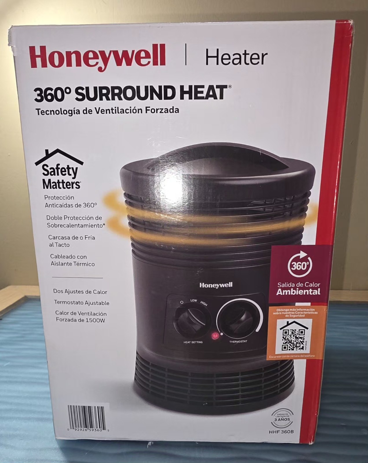 Honeywell 360 Degree Surround Heat 1500W Fan Forced Heater Black