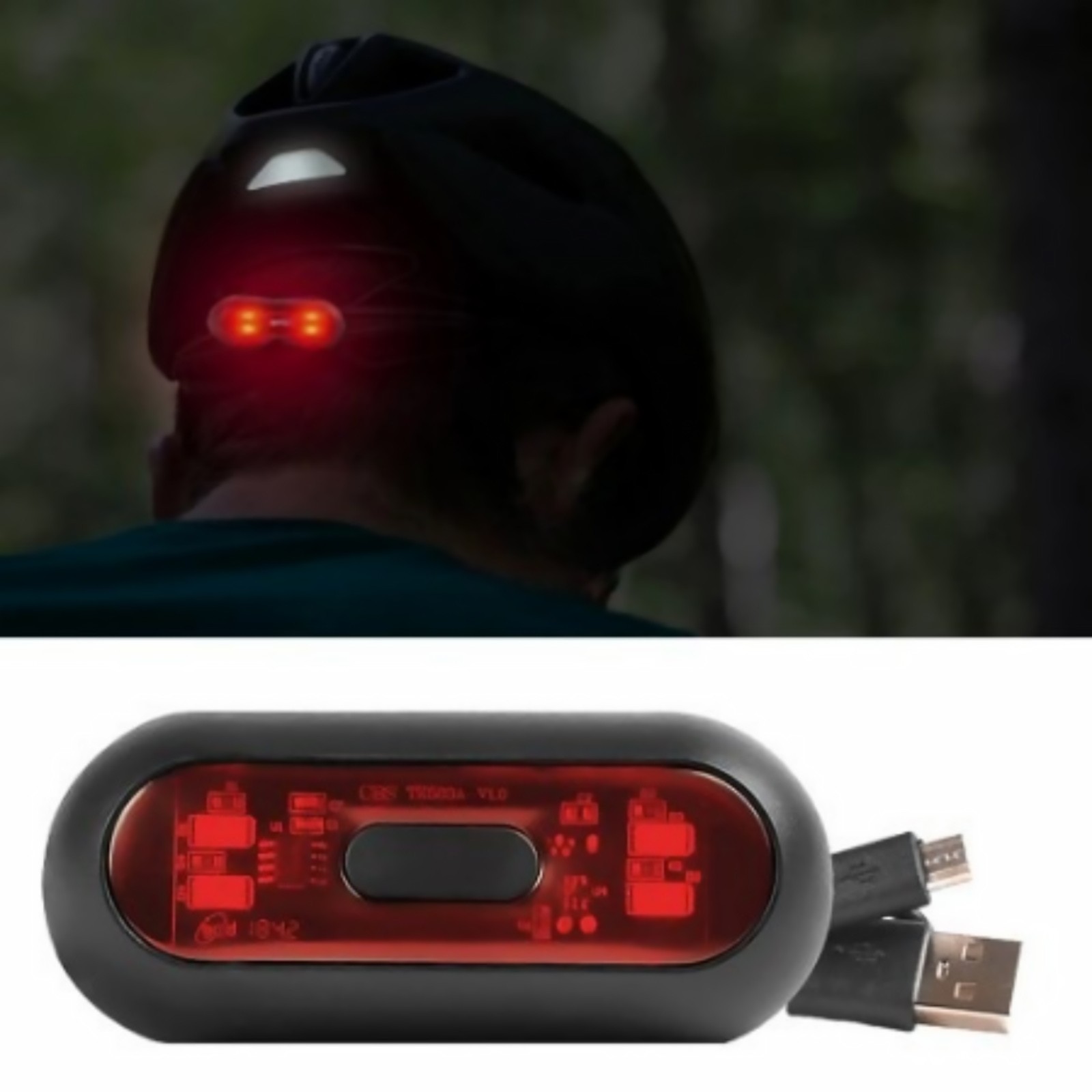 Waterproof Motorcycle Rear LED Helmet Light USB Rechargeable Light Accessory