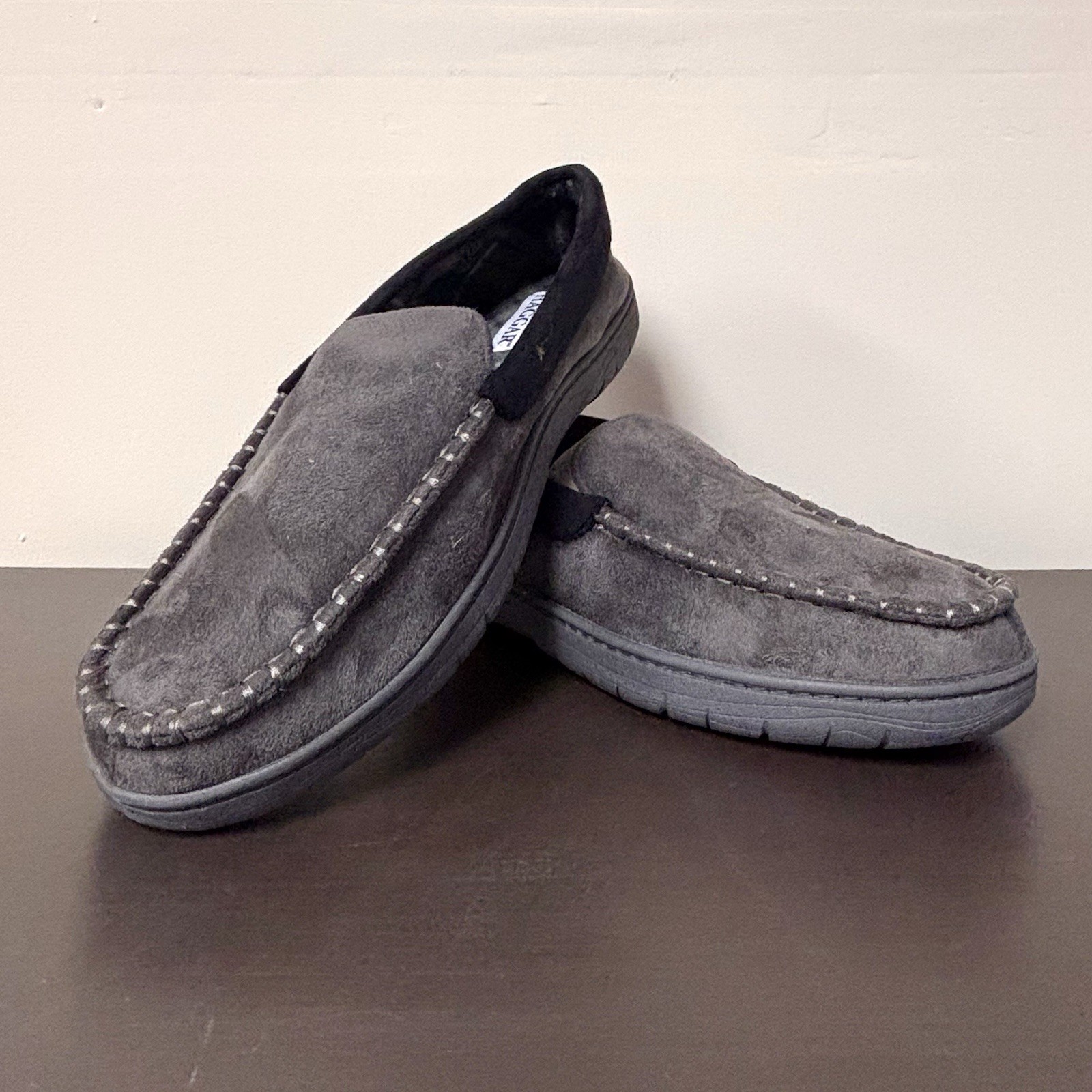 Haggar Men's Grey Memory Foam Indoor/Outdoor Slippers 11-12 XL