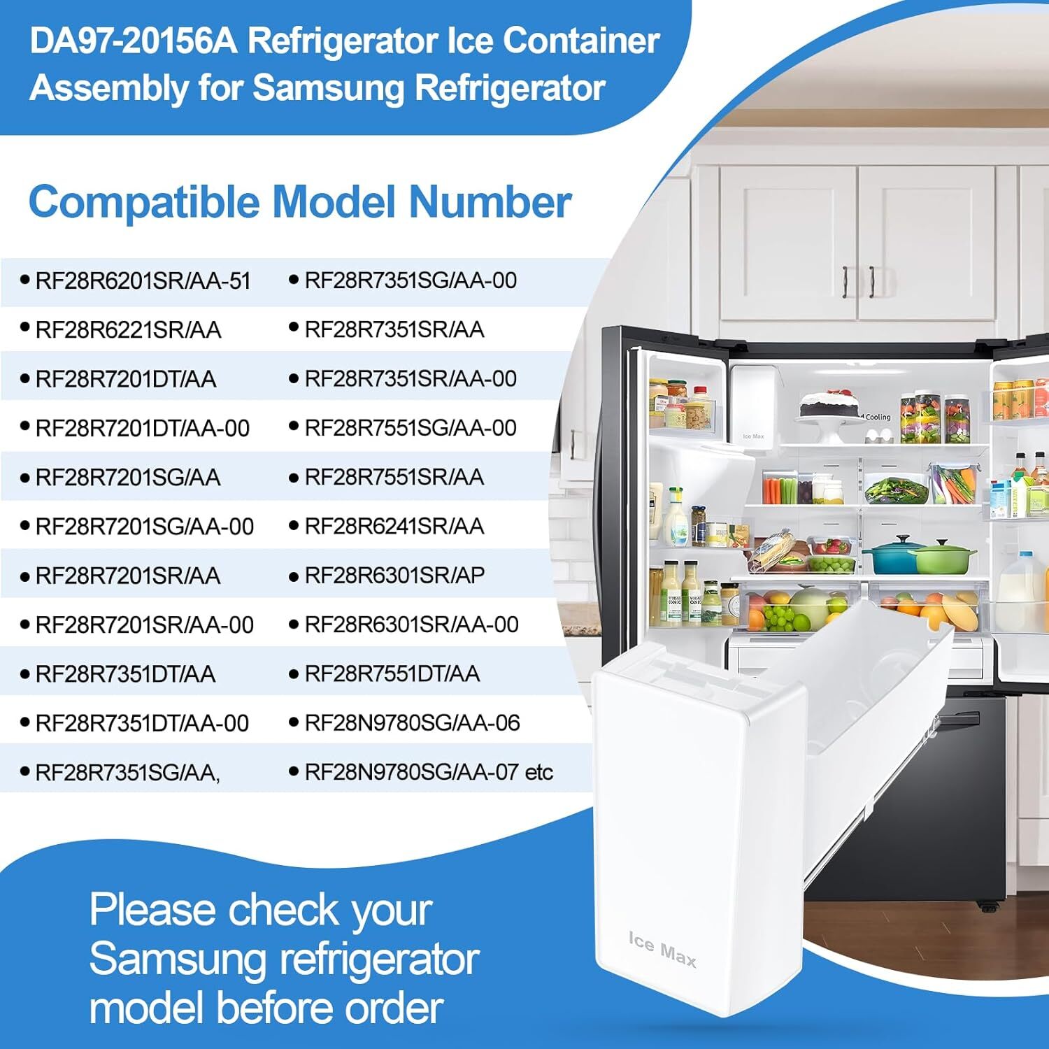 DA97-20156A Refrigerator Ice Container Assembly For Samsung Ice Maker placement