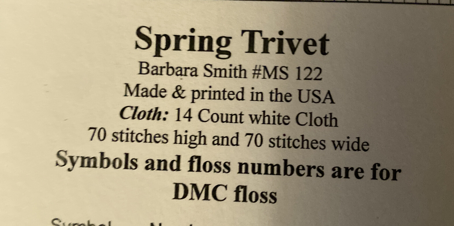 “SPRING TRIVET #MS122” Counted Cross Stitch Pattern NEW