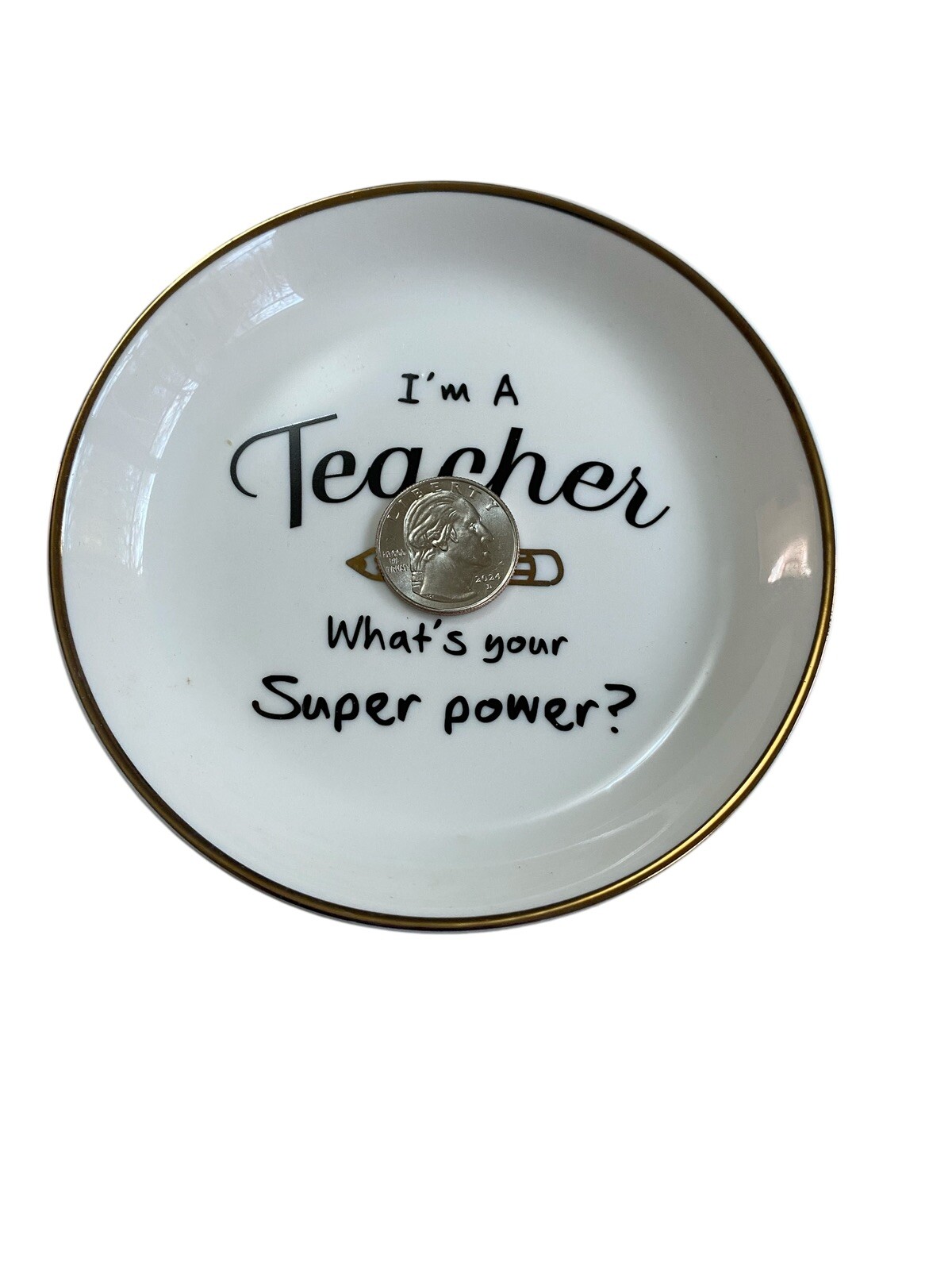 Teacher Trinket Dish Round Gift New