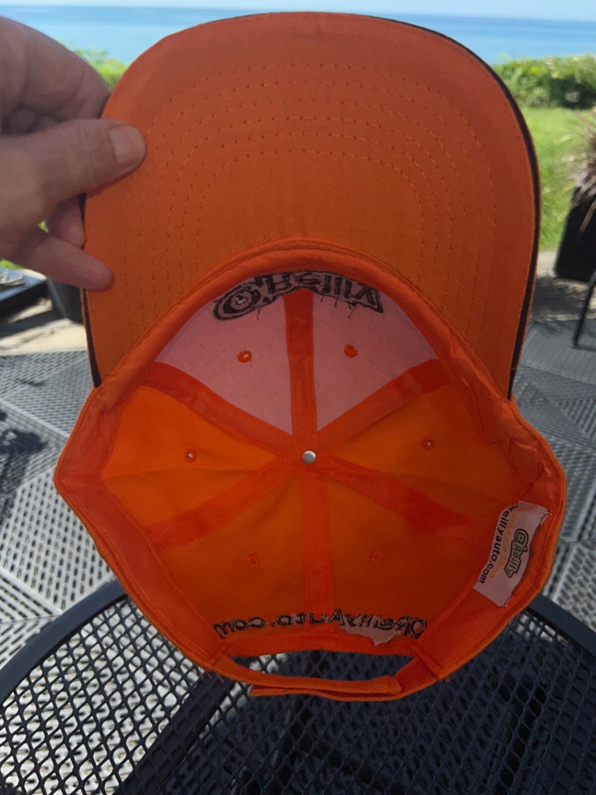 O’Reilly Auto Parts Orange w Black Hat Cap Hook Loop EUC