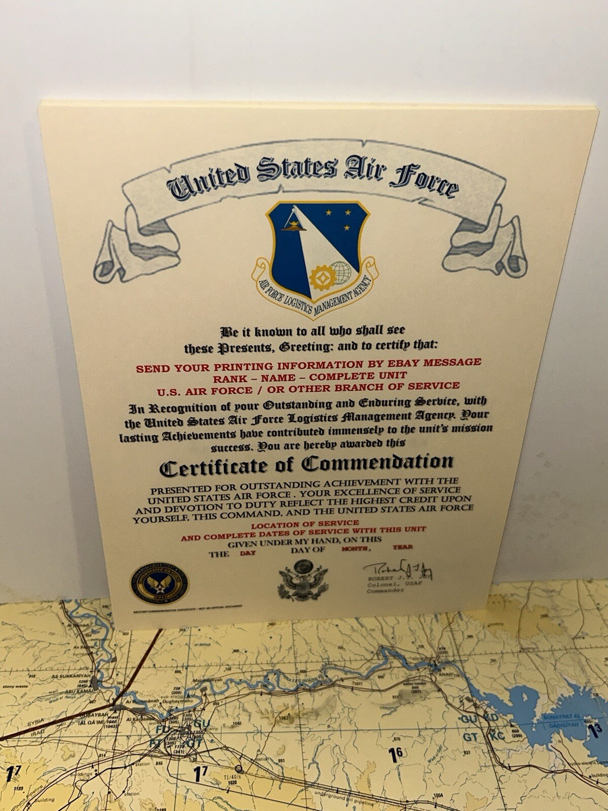 U.S.A.F. / AIR FORCE LOGISTICS MANAGEMENT AGENCY - CERTIFICATE OF COMMENDATION