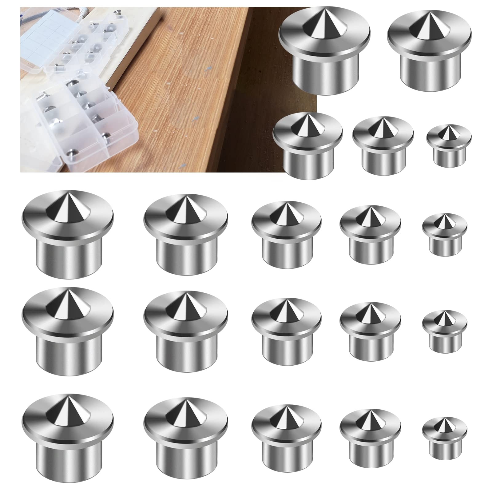 20PCS Stainless Steel Dowel Pin Centers Drilling Hole Tool Set with Sharp Poi...