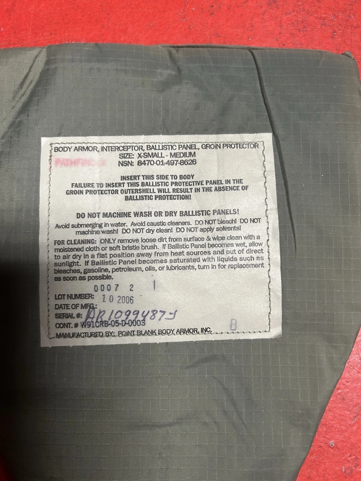 USGI Army Groin Protector X Small- Medium Long