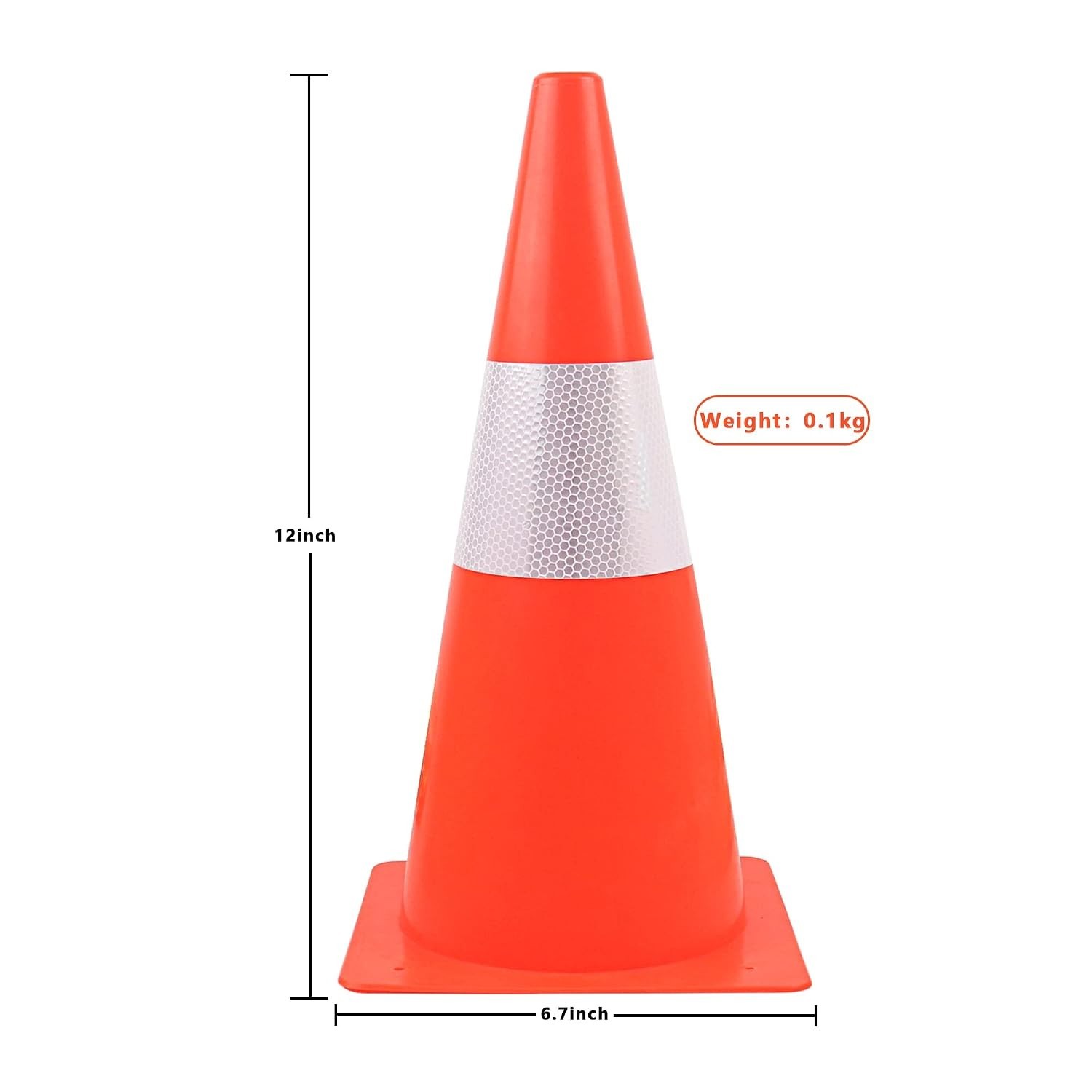 Stackable 12-inch Traffic Cones with Reflective Collars - Multi-Use Pack of 4